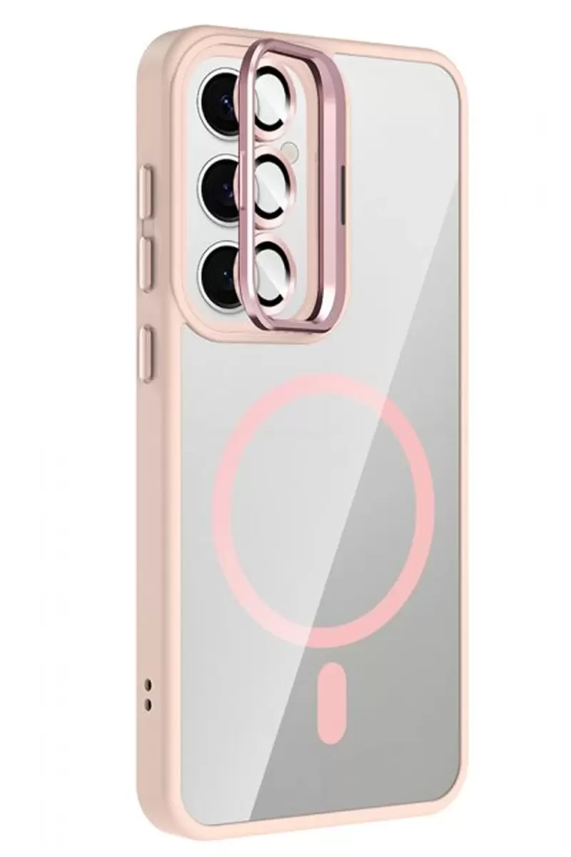 Joko Samsung Galaxy S24 FE Remim Lensli Magsafe Standlı Kapak - Pembe