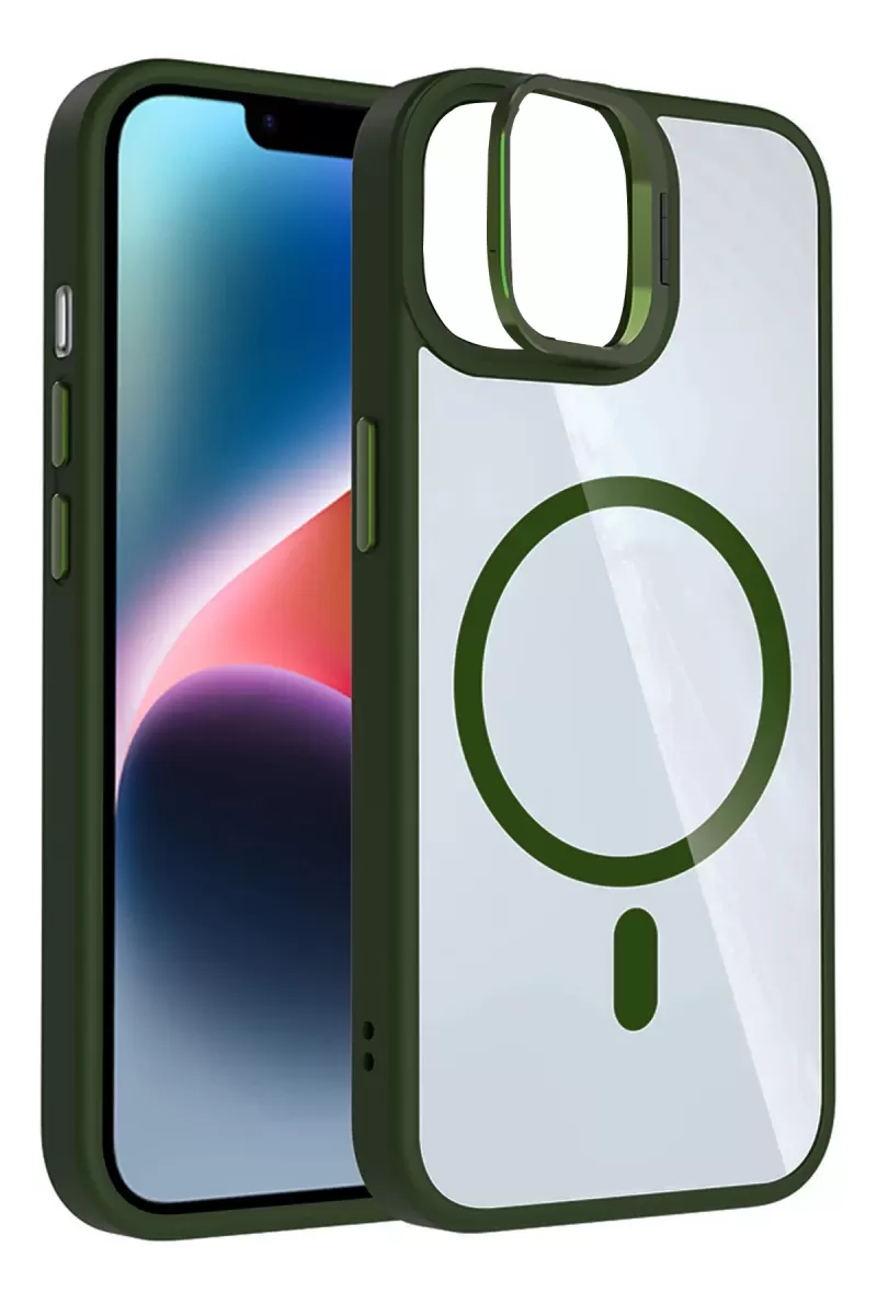 Joko Apple iPhone 11 Remim Lensli Magsafe Standlı Kapak - Koyu Yeşil