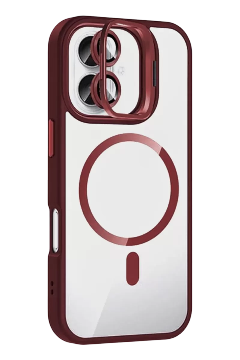 Joko Apple iPhone 16 Remim Lensli Magsafe Standlı Kapak - Bordo