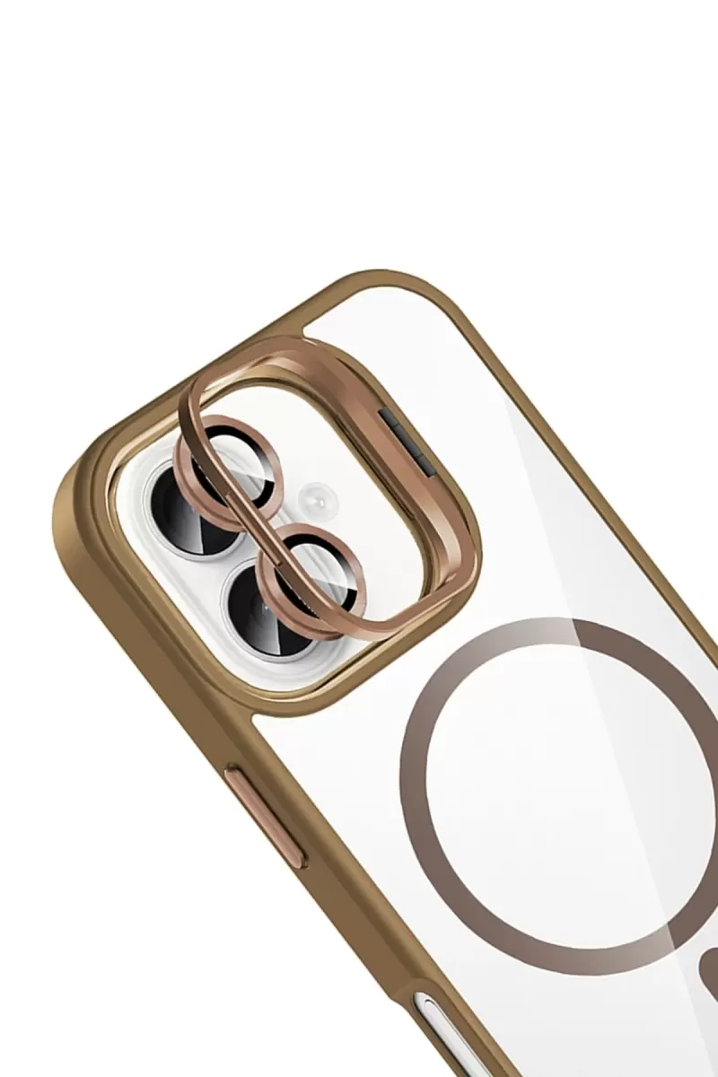 Joko Apple iPhone 17 Remim Lensli Magsafe Standlı Kapak - Kahverengi