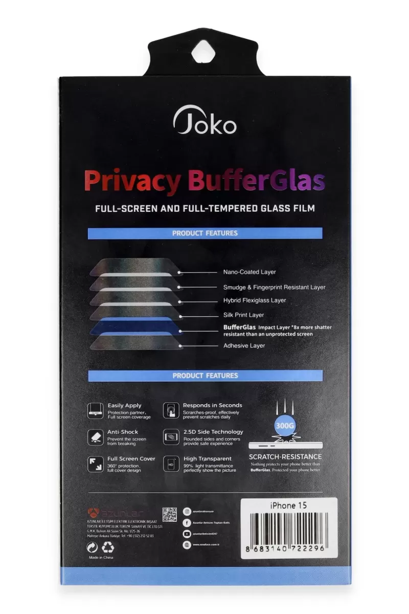 Joko Apple iPhone 11 Buffer Hayalet Cam Ekran Koruyucu - Siyah