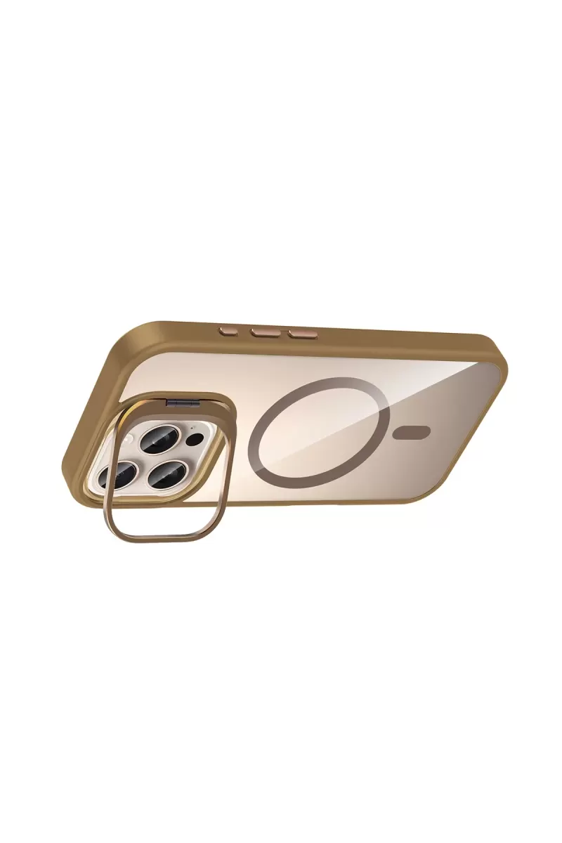 Joko Apple iPhone 16 Pro Remim Lensli Magsafe Standlı Kapak - Kahverengi