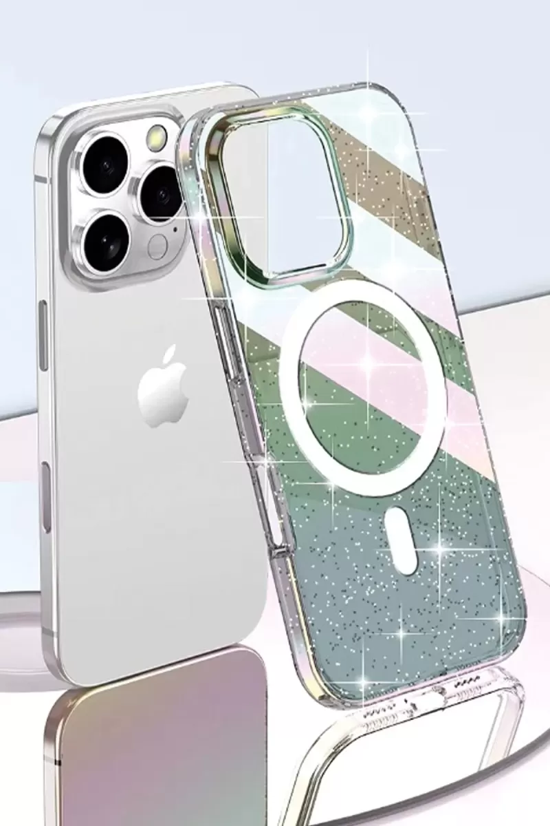 Joko Apple iPhone 15 Pro Rasasi Simli Magsafe Kapak - Şeffaf