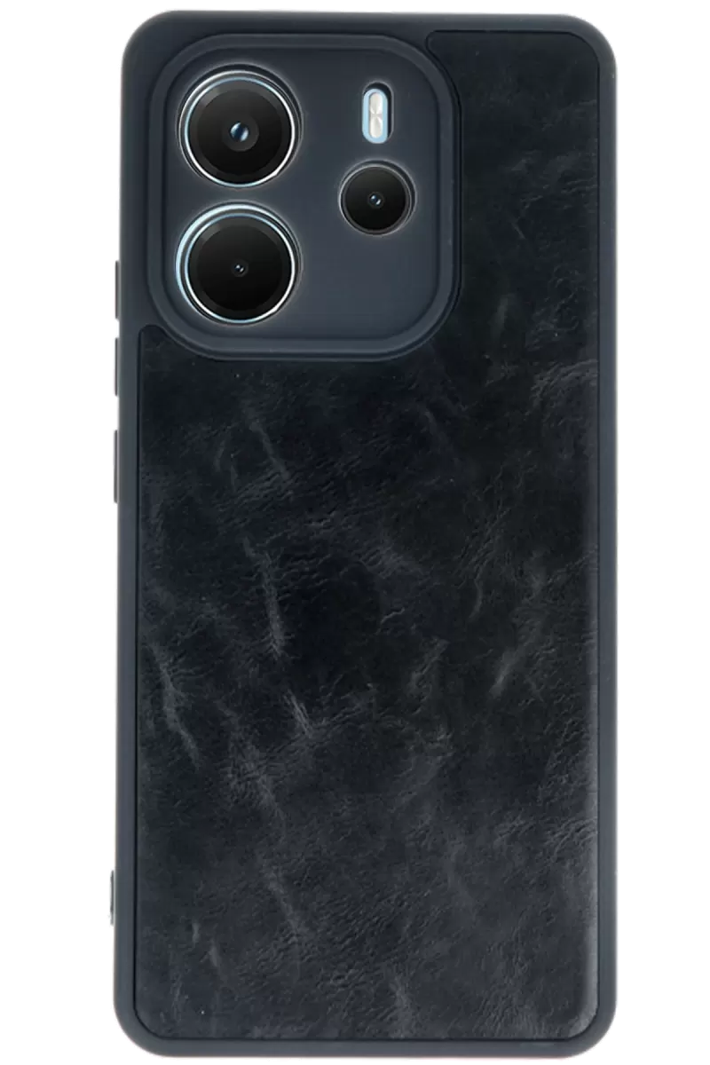 Newface Xiaomi Redmi Note 14 4G Kılıf Aras Deri Kapak - Siyah