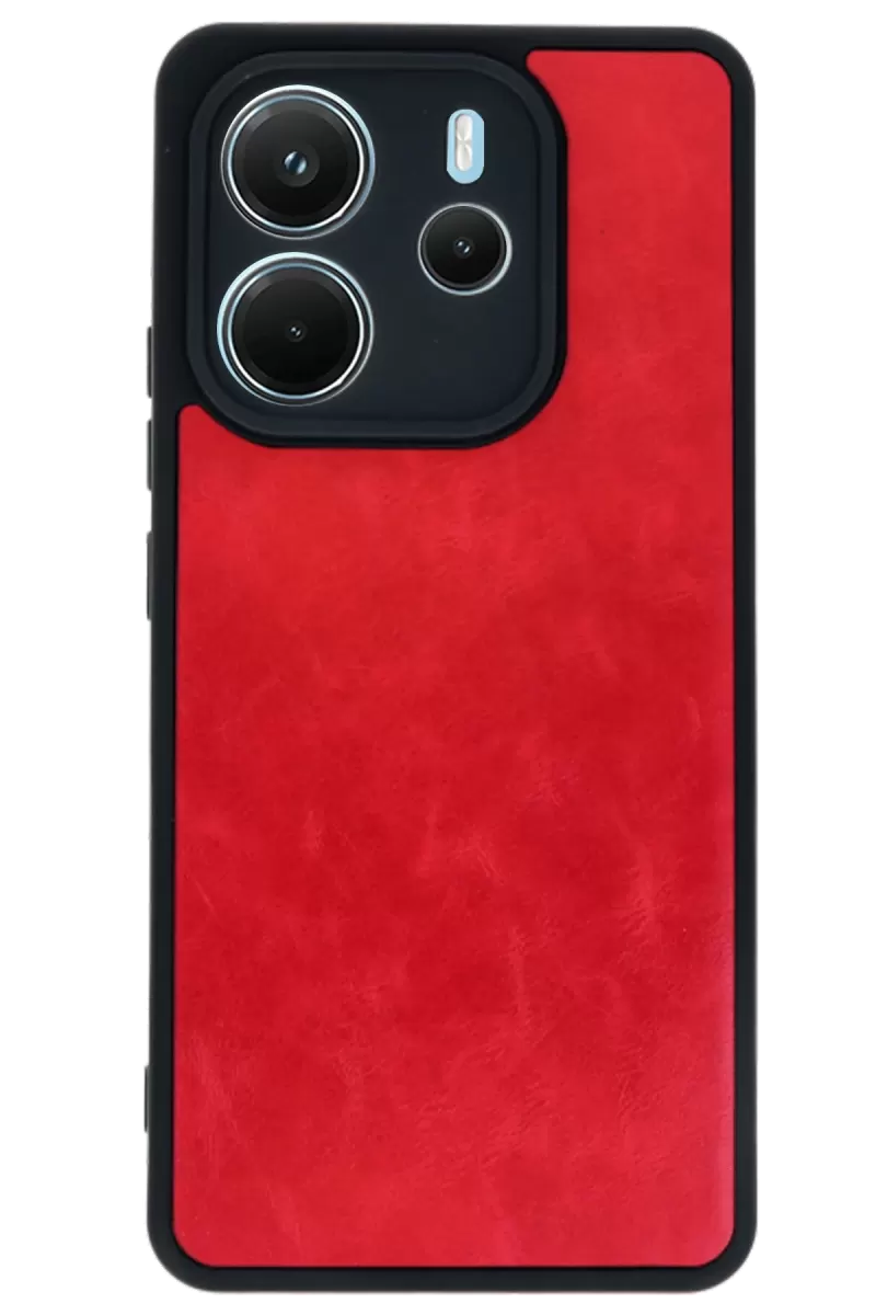 Newface Xiaomi Redmi Note 14 4G Kılıf Aras Deri Kapak - Kırmızı
