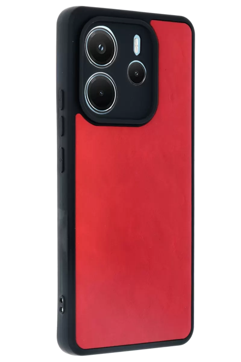 Newface Xiaomi Redmi Note 14 4G Kılıf Aras Deri Kapak - Kırmızı