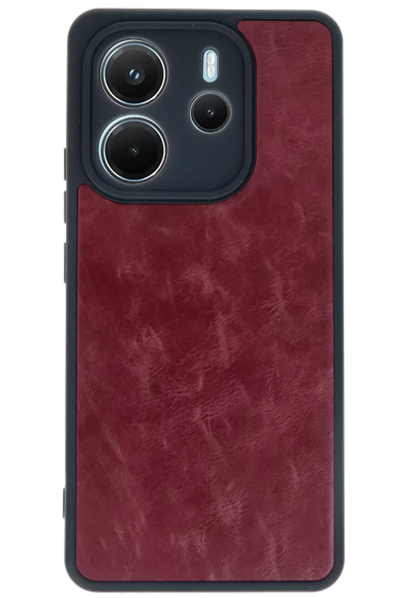 Newface Xiaomi Redmi Note 14 4G Kılıf Aras Deri Kapak - Bordo