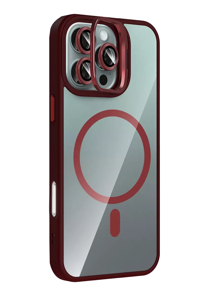 Joko Apple iPhone 16 Pro Max Remim Lensli Magsafe Standlı Kapak - Bordo