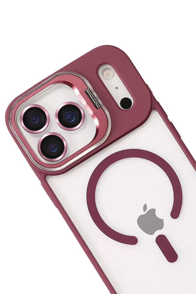 Joko Apple iPhone 17 Pro Remim Lensli Magsafe Standlı Kapak - Bordo