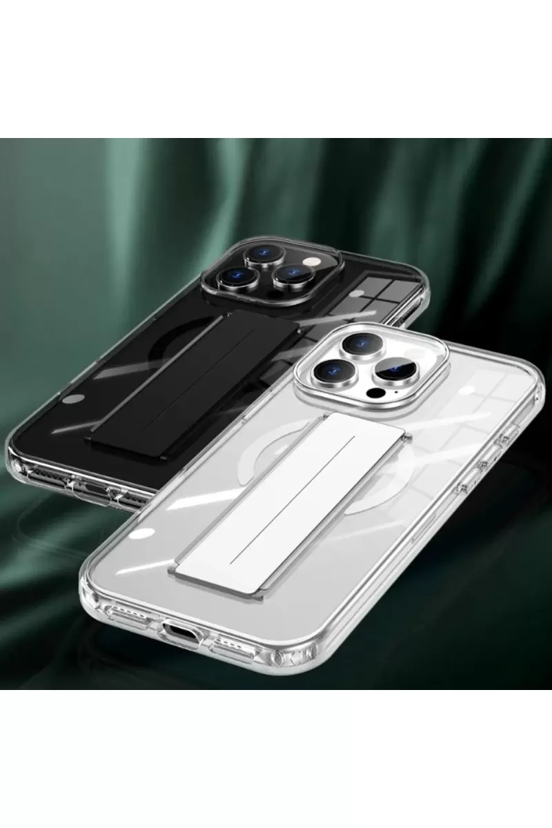 Joko Apple iPhone 15 Pro Max Kılıf Alfa Magsafe Standlı Kapak - Şeffaf