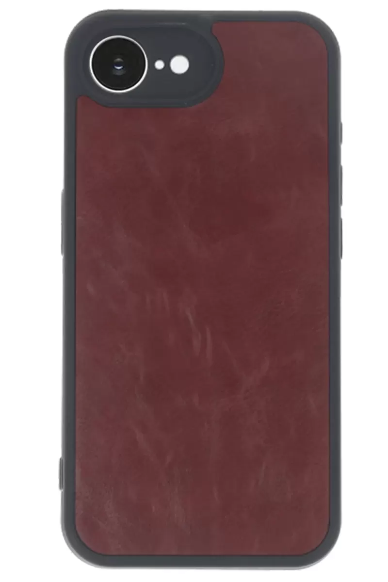 Newface Apple iPhone 16E Kılıf Aras Deri Kapak - Bordo