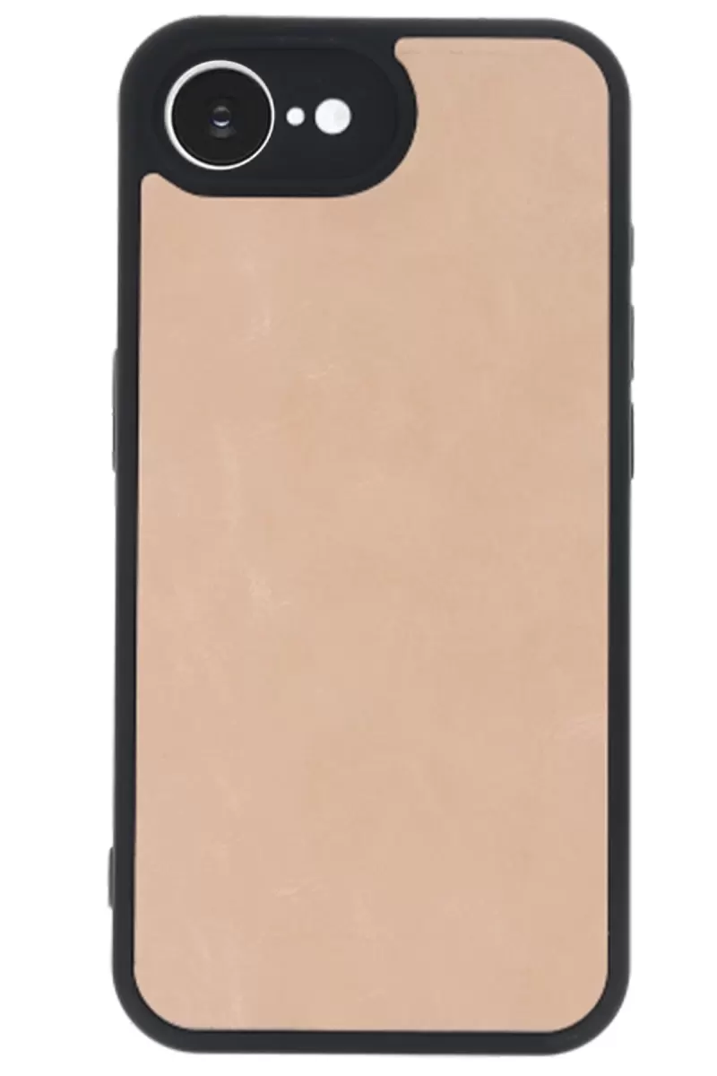 Newface Apple iPhone 16E Kılıf Aras Deri Kapak - Pudra