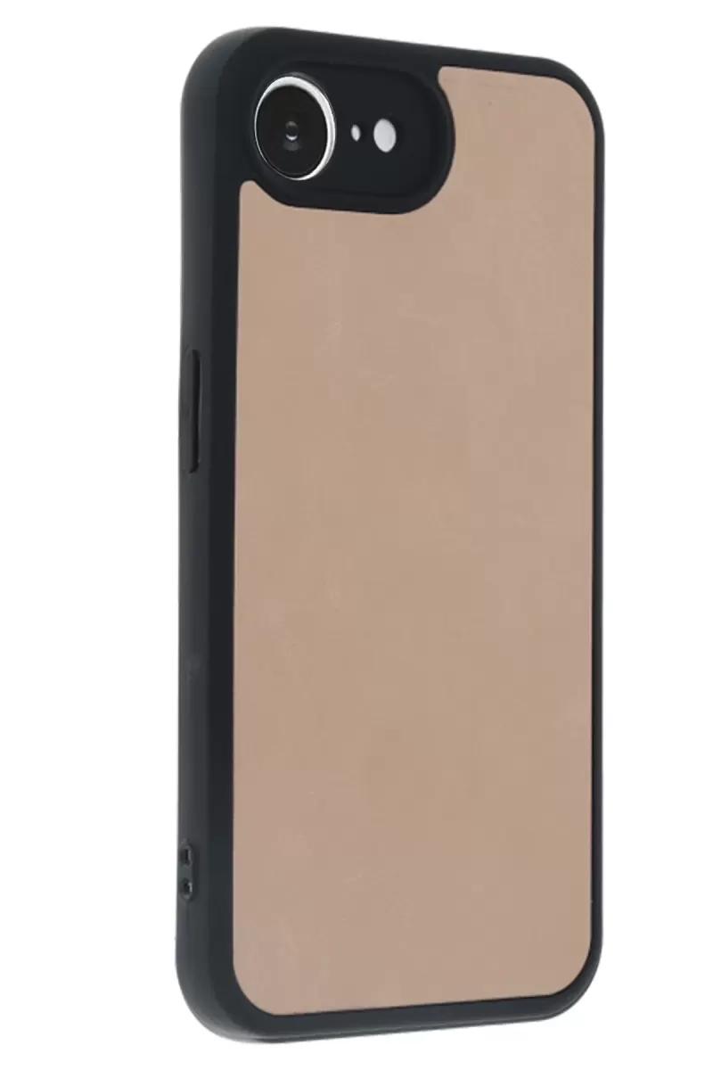 Newface Apple iPhone 16E Kılıf Aras Deri Kapak - Pudra