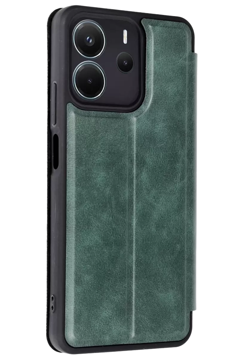 Newface Xiaomi Redmi Note 14 4G Kılıf Flip Cover - Koyu Yeşil