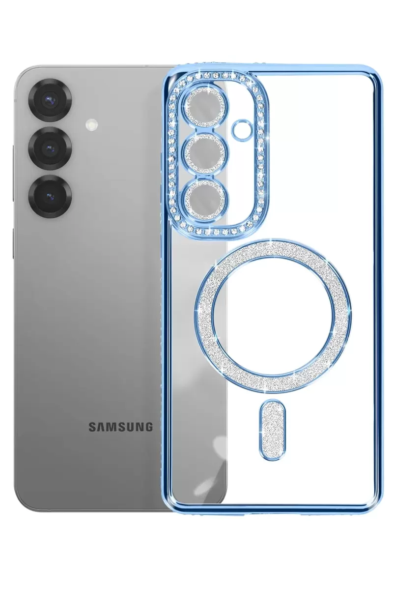 Newface Samsung Galaxy A57 5G Joke Simli Magneticsafe Kılıf - Mavi