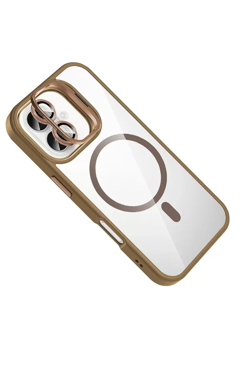 Joko Apple iPhone 16 Plus Remim Lensli Magsafe Standlı Kapak - Kahverengi
