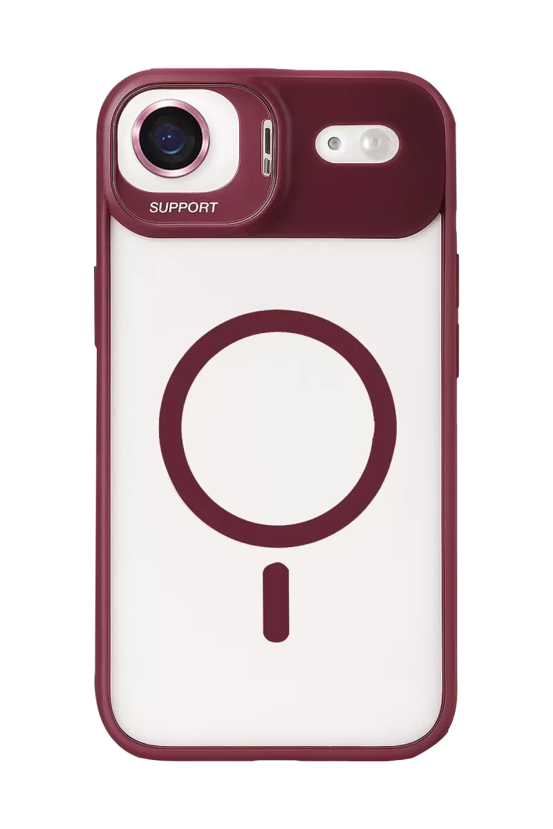 Joko Apple iPhone 17 Air Remim Lensli Magsafe Standlı Kapak - Bordo