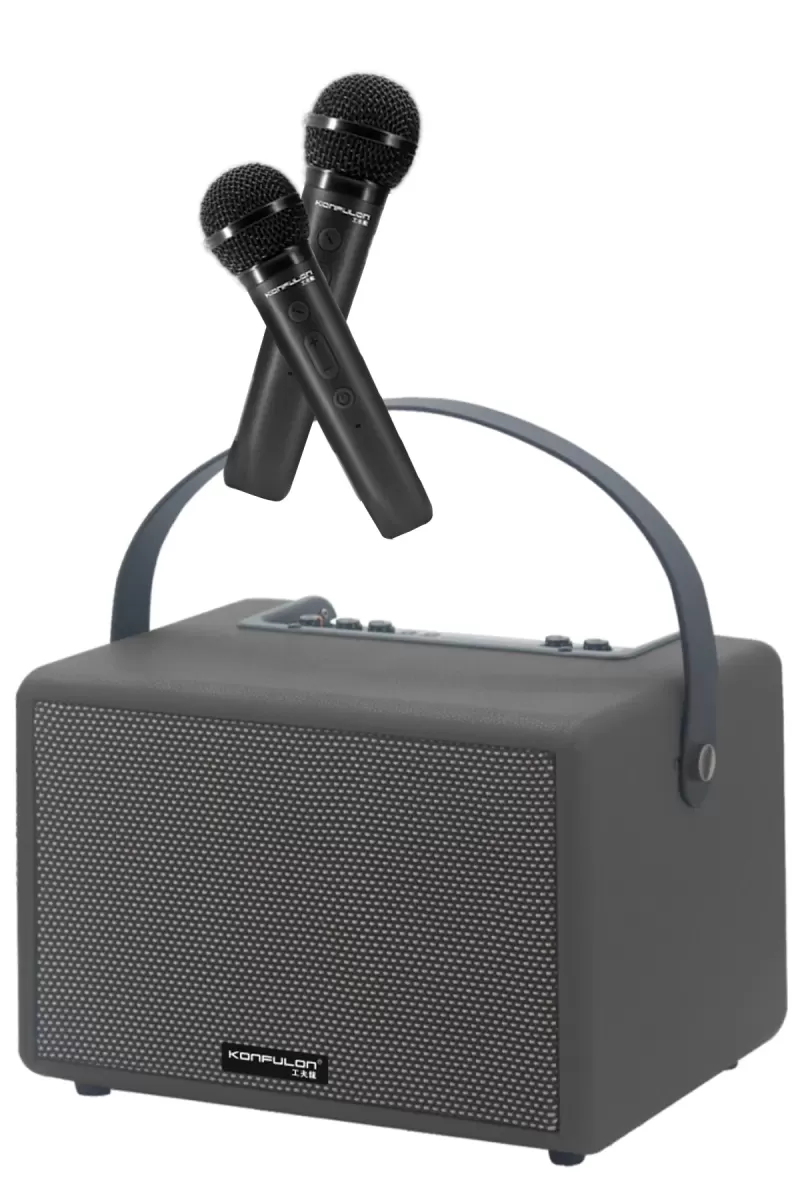Konfulon F32 2x50W Sürücülü 2 Adet Mikrofonlu BT 5.2 Kablosuz Hoparlör - Siyah