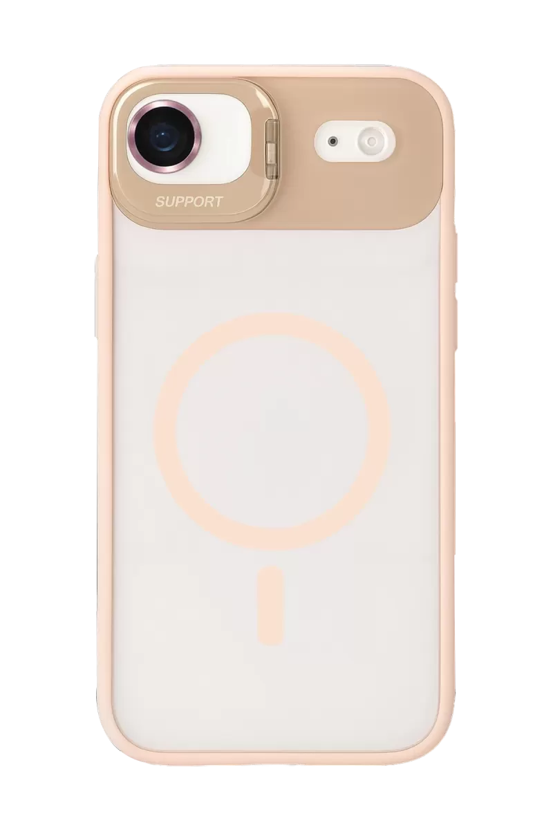 Joko Apple iPhone 17 Air Remim Lensli Magsafe Standlı Kapak - Pembe