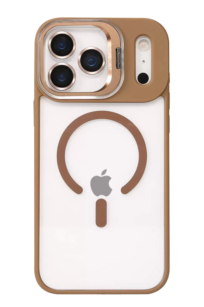 Joko Apple iPhone 17 Pro Max Remim Lensli Magsafe Standlı Kapak - Kahverengi