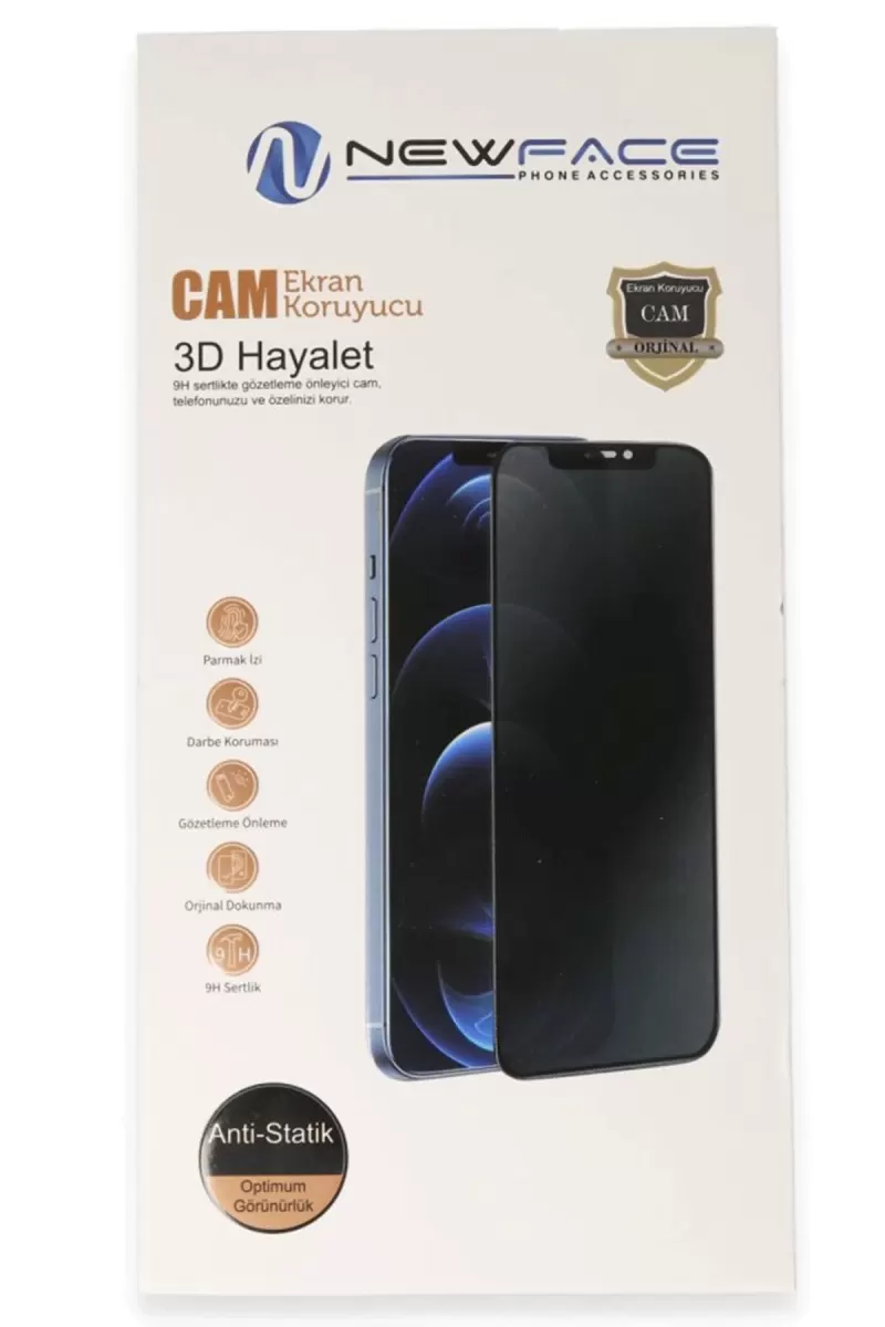 Newface Apple iPhone 14 Pro 3D Antistatik Hayalet Cam Ekran Koruyucu