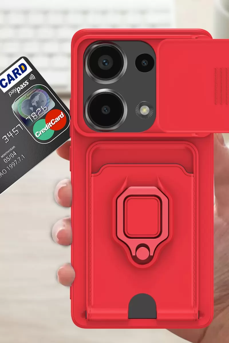 Newface Xiaomi Redmi Note 13 Pro 4G Kılıf Zuma Kartvizitli Yüzüklü Silikon - Pembe