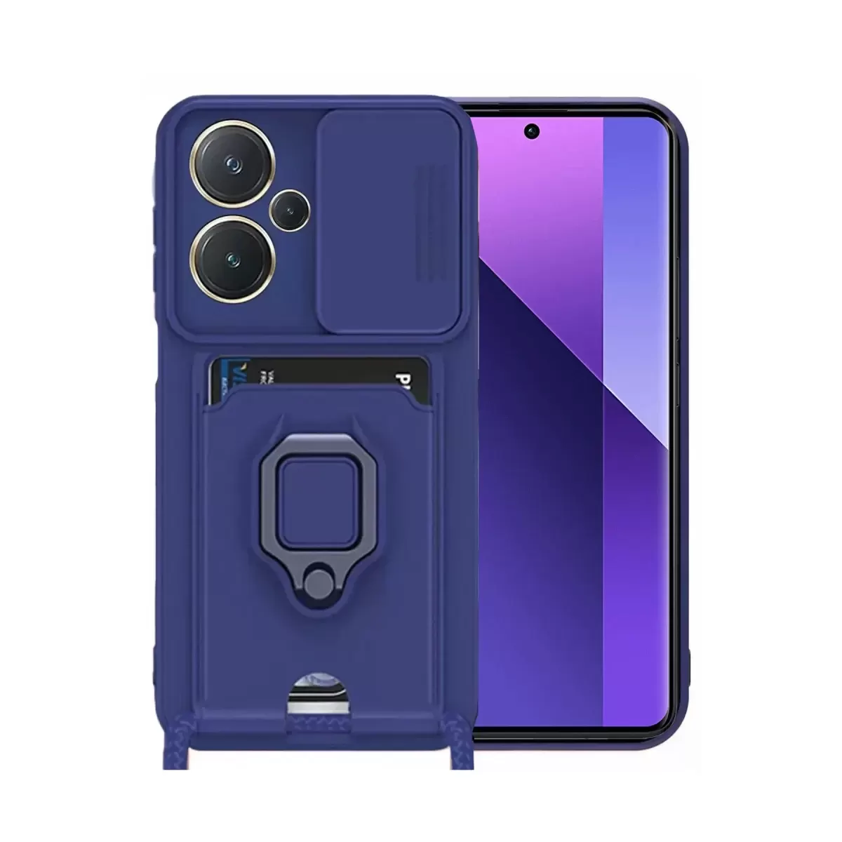 Newface Xiaomi Redmi Note 13 Pro Plus Kılıf Zuma Kartvizitli Yüzüklü Silikon - Lacivert