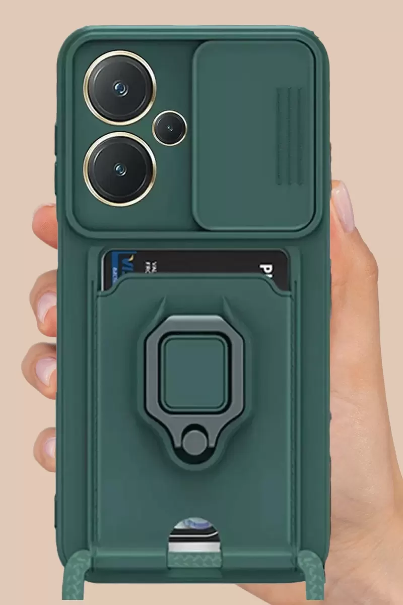 Newface Xiaomi Redmi Note 13 Pro Plus Kılıf Zuma Kartvizitli Yüzüklü Silikon - Lila