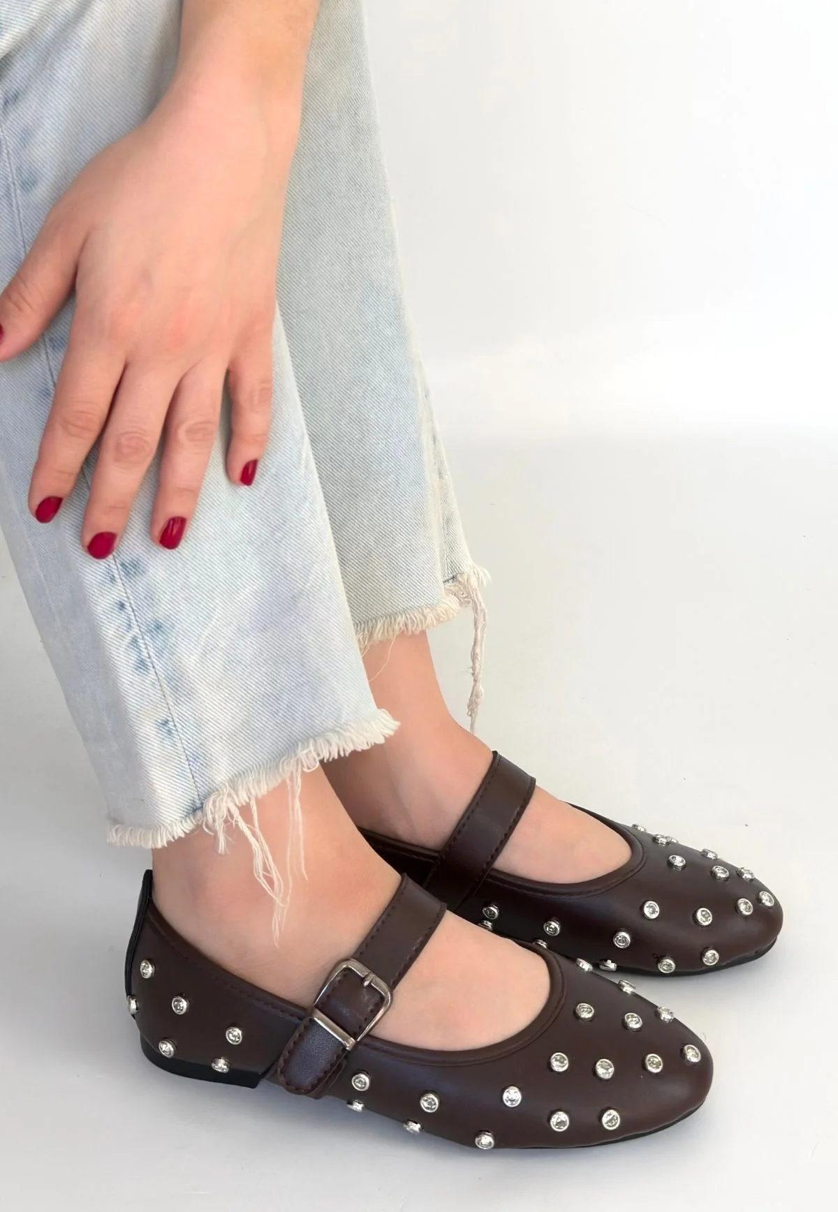 Ritta Kahverengi Cilt Kemerli Babet Ayakkabı