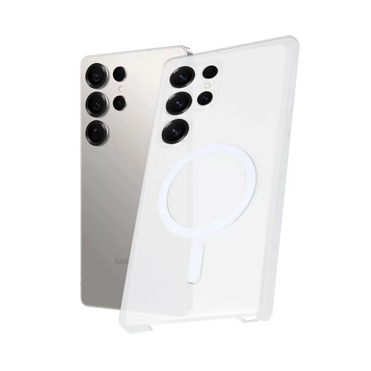 Newface Samsung Galaxy S23 Ultra Kılıf PC Zara Magsafe Şeffaf Kılıf - Şeffaf