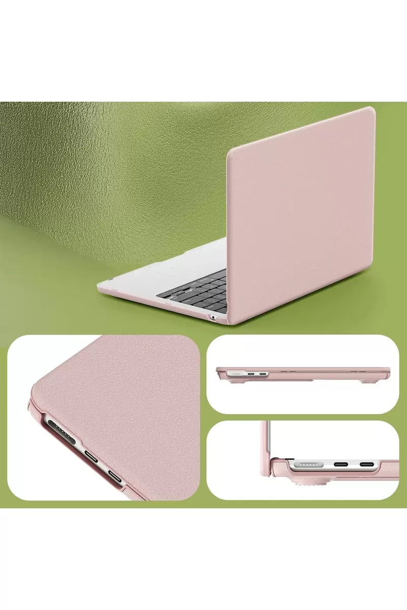 Newface Apple Macbook Pro 14 2021 Macbook Deri Kapak - Pembe