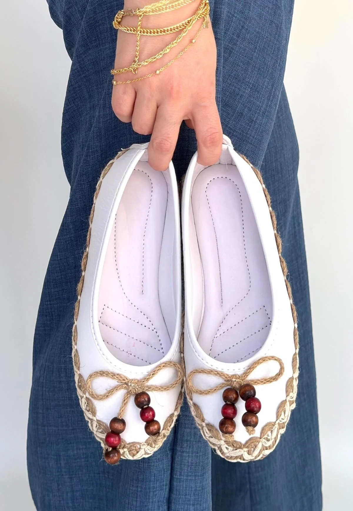 Ilwe Beyaz Cilt Babet Ayakkabı