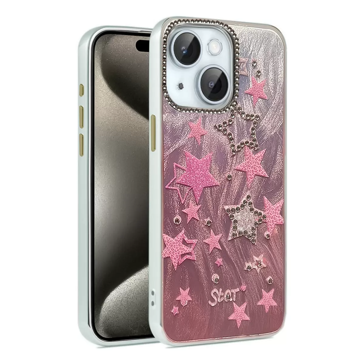 Newface Apple iPhone 14 Kılıf Blade Aynalı Desenli Kapak - Desen 7