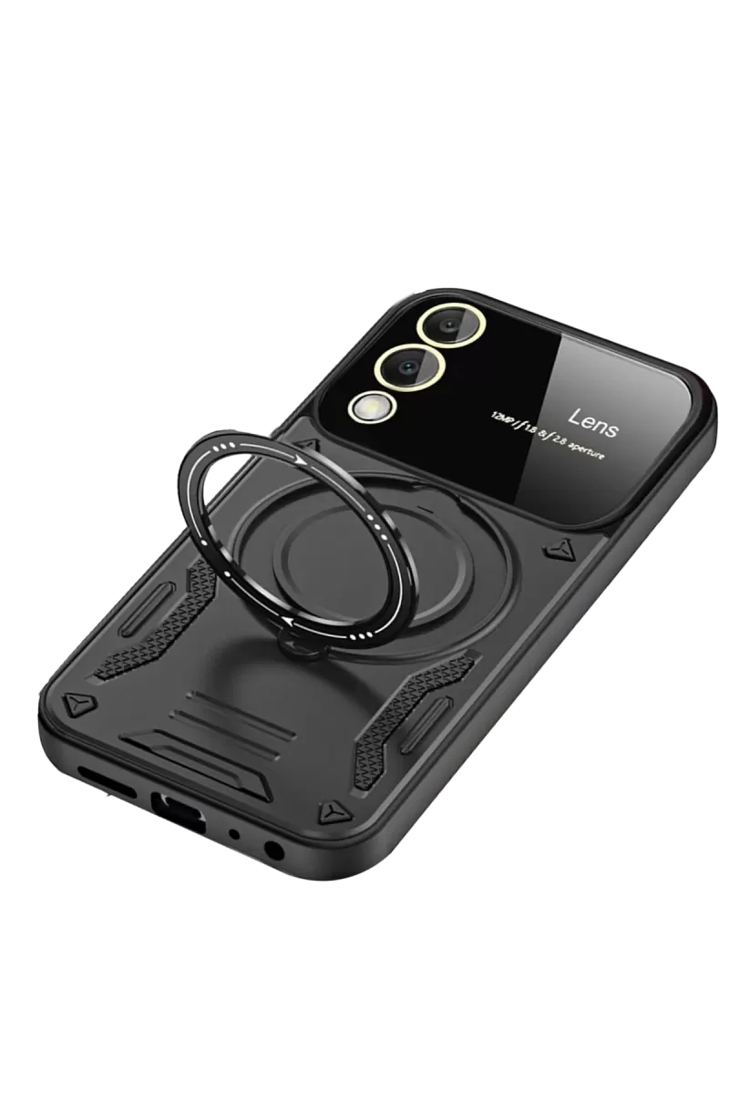 Newface Samsung Galaxy S25 Edge Kılıf Joy Lens Standlı Kapak - Siyah