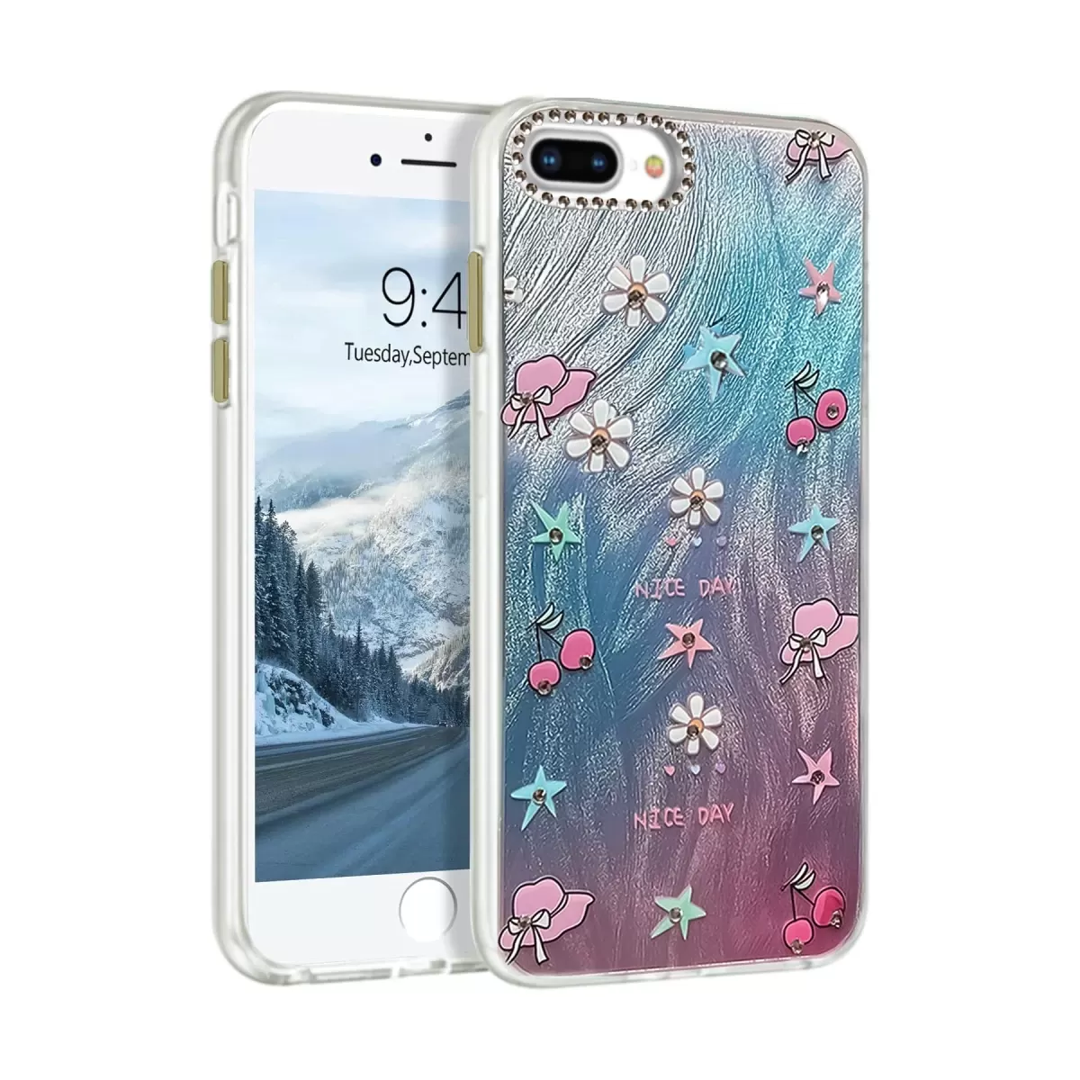 Newface Apple iPhone 7 Plus Kılıf Blade Aynalı Desenli Kapak - Desen 4