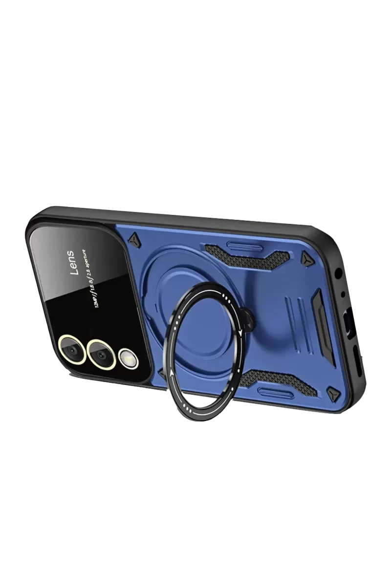 Newface Samsung Galaxy S25 Edge Kılıf Joy Lens Standlı Kapak - Lacivert