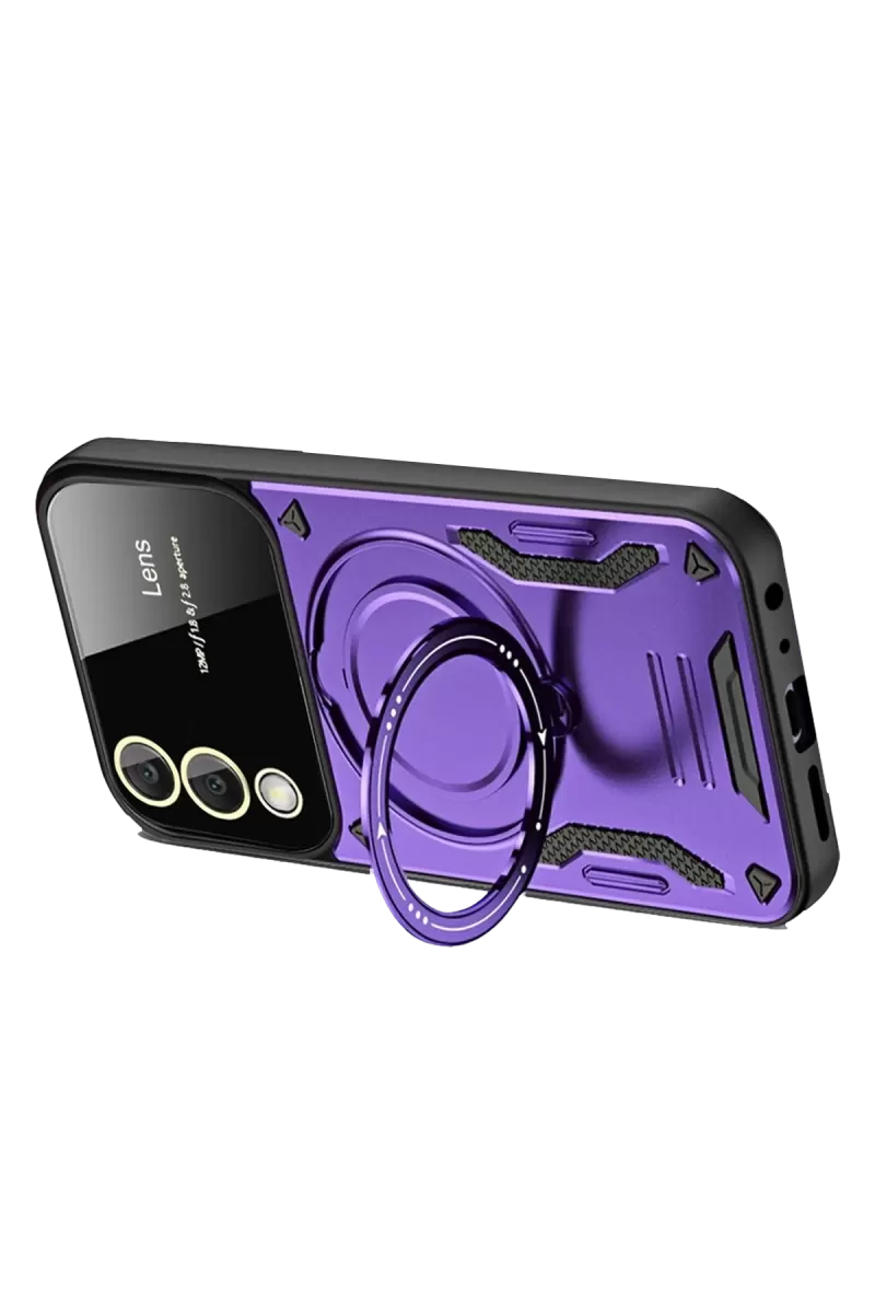 Newface Samsung Galaxy S25 Edge Kılıf Joy Lens Standlı Kapak - Mor