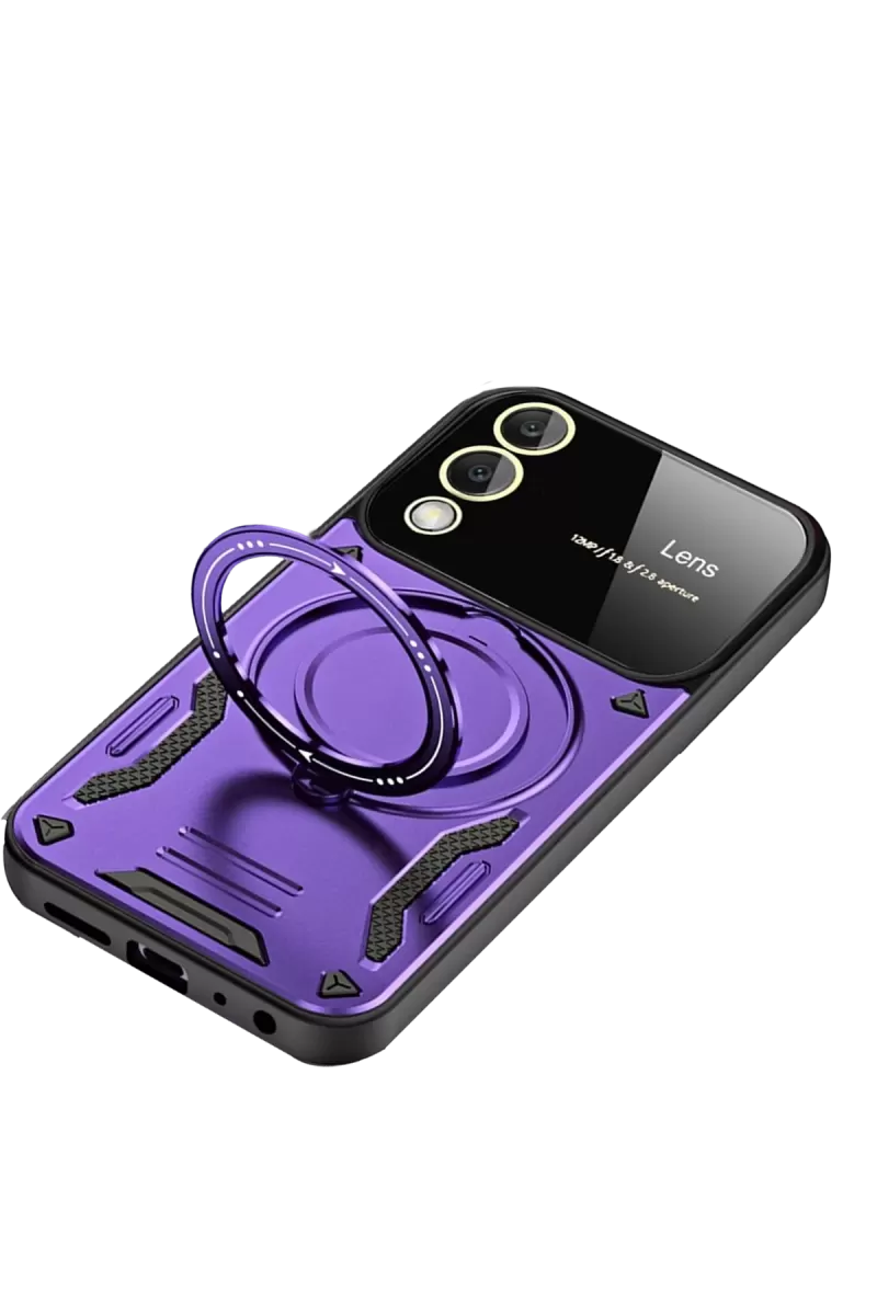 Newface Samsung Galaxy S25 Edge Kılıf Joy Lens Standlı Kapak - Mor