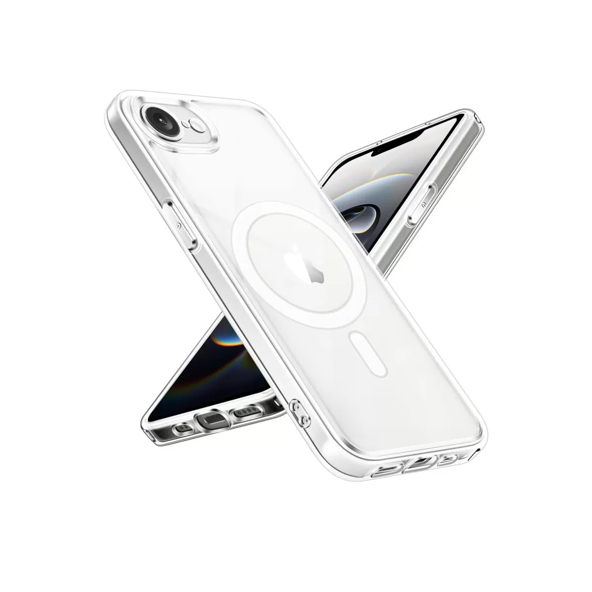 Newface Apple iPhone 16E Kılıf Magneticsafe Şeffaf Silikon - Şeffaf