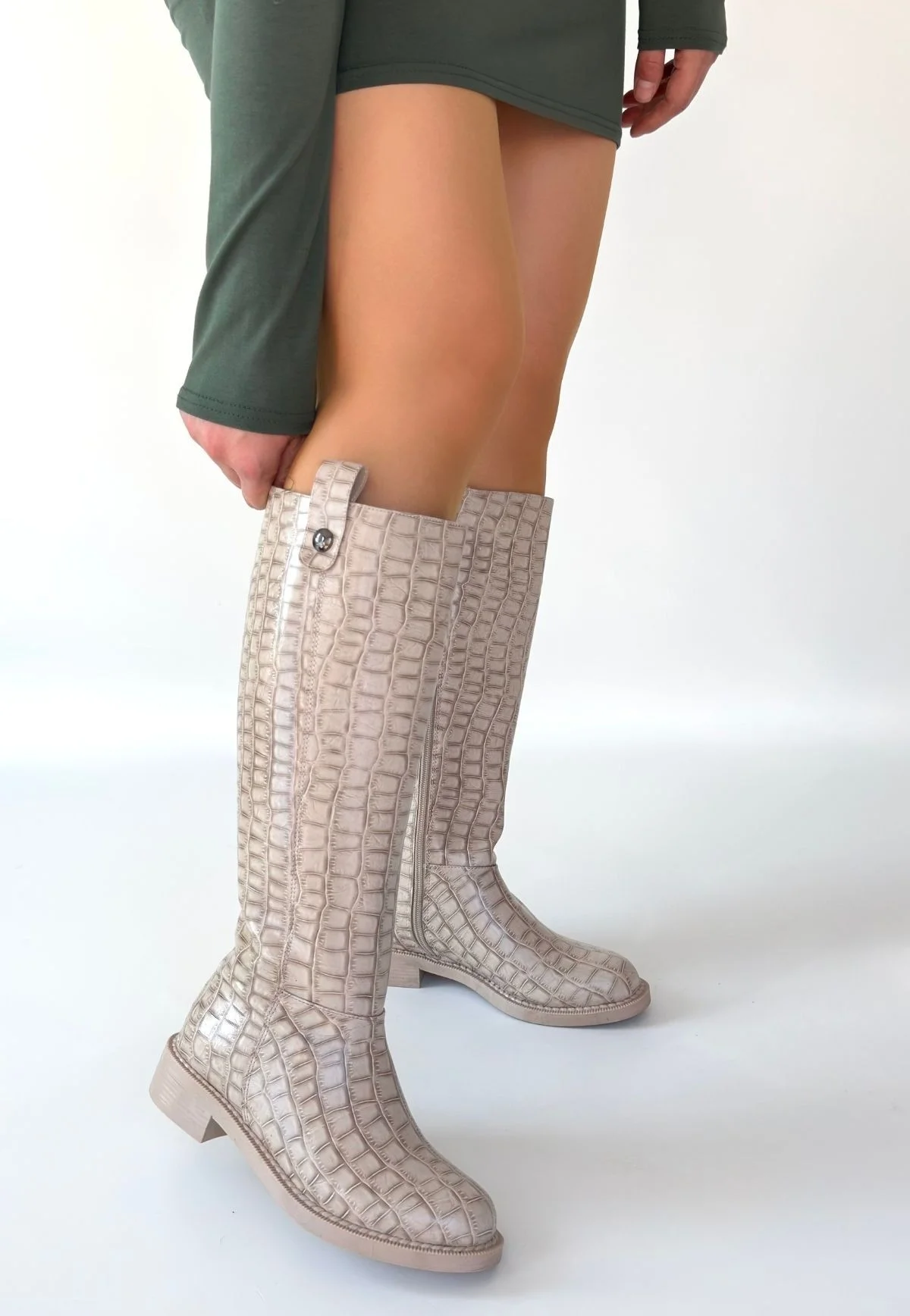 Metta Bej Cilt Desenli Çizme