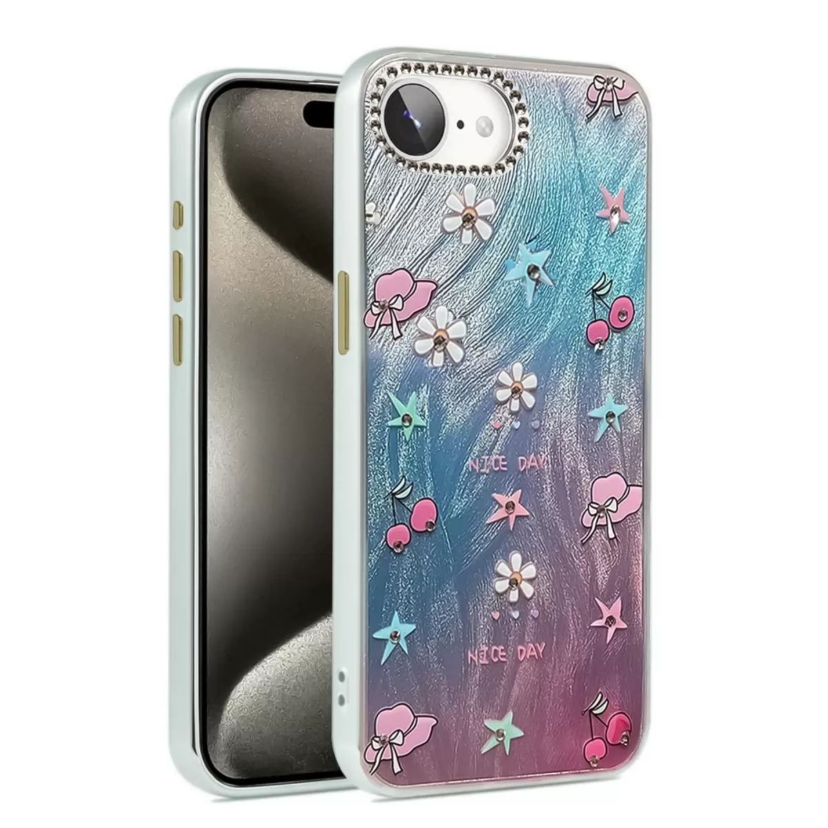 Newface Apple iPhone 16E Kılıf Blade Aynalı Desenli Kapak - Desen 4
