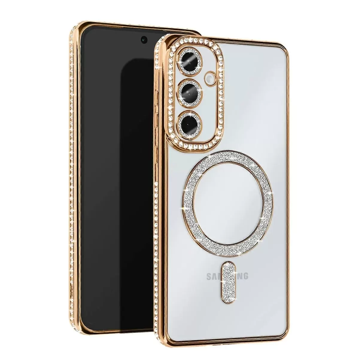 Newface Samsung Galaxy S25 Edge Joke Simli Magneticsafe Kılıf - Gold