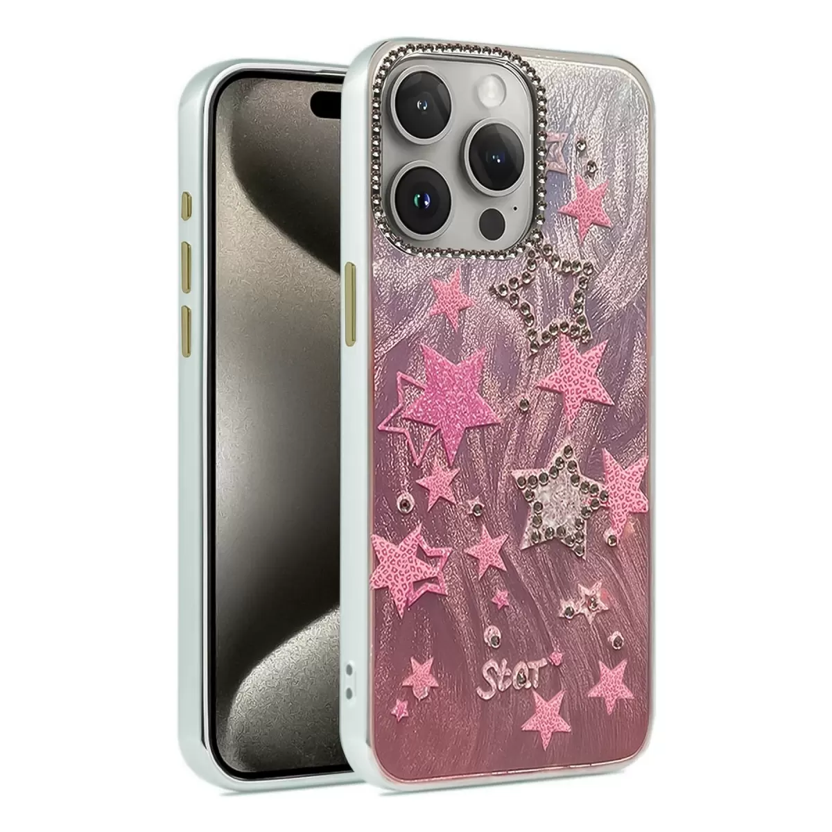 Newface Apple iPhone 15 Pro Kılıf Blade Aynalı Desenli Kapak - Desen 7