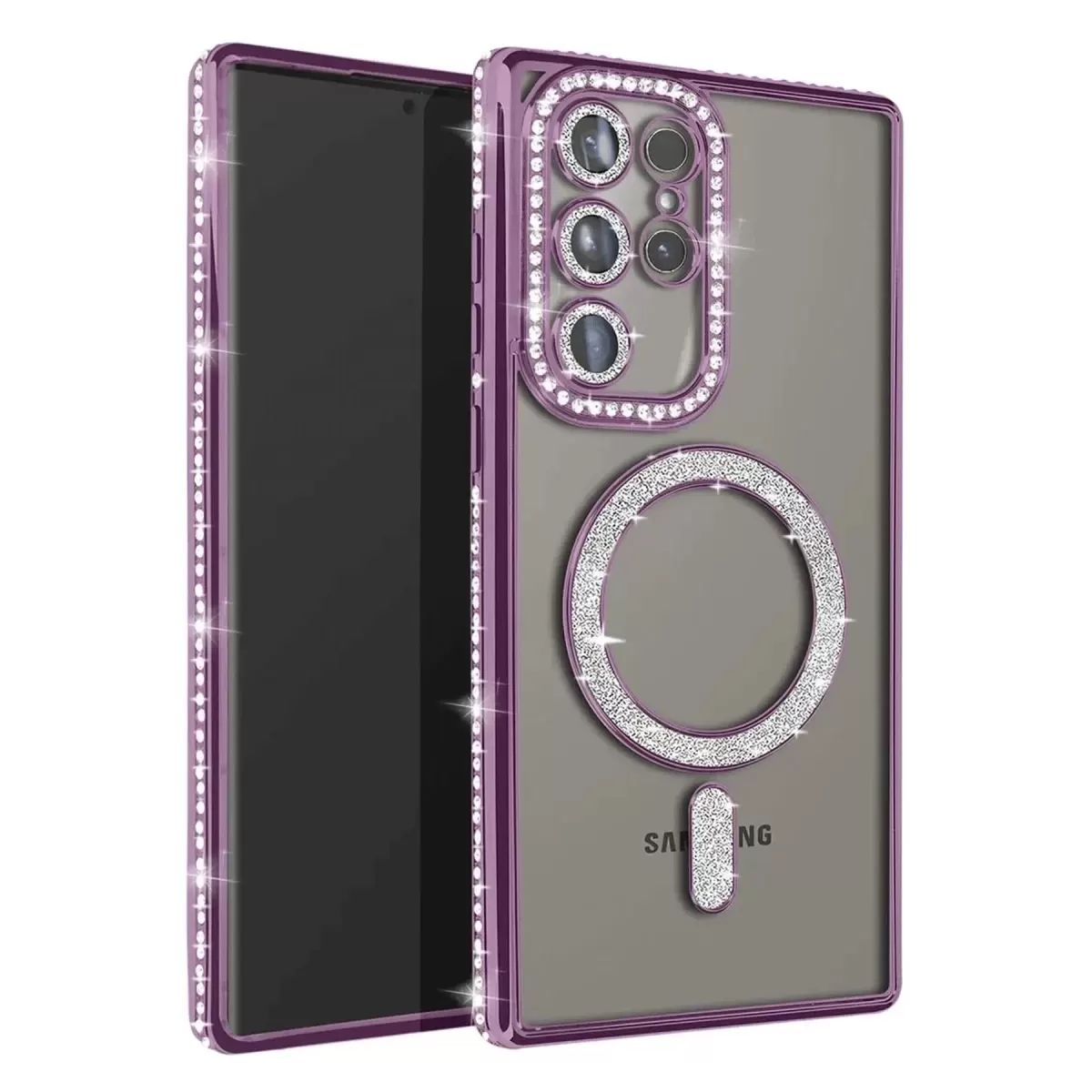 Newface Samsung Galaxy S23 Ultra Joke Simli Magneticsafe Kılıf - Derin Mor