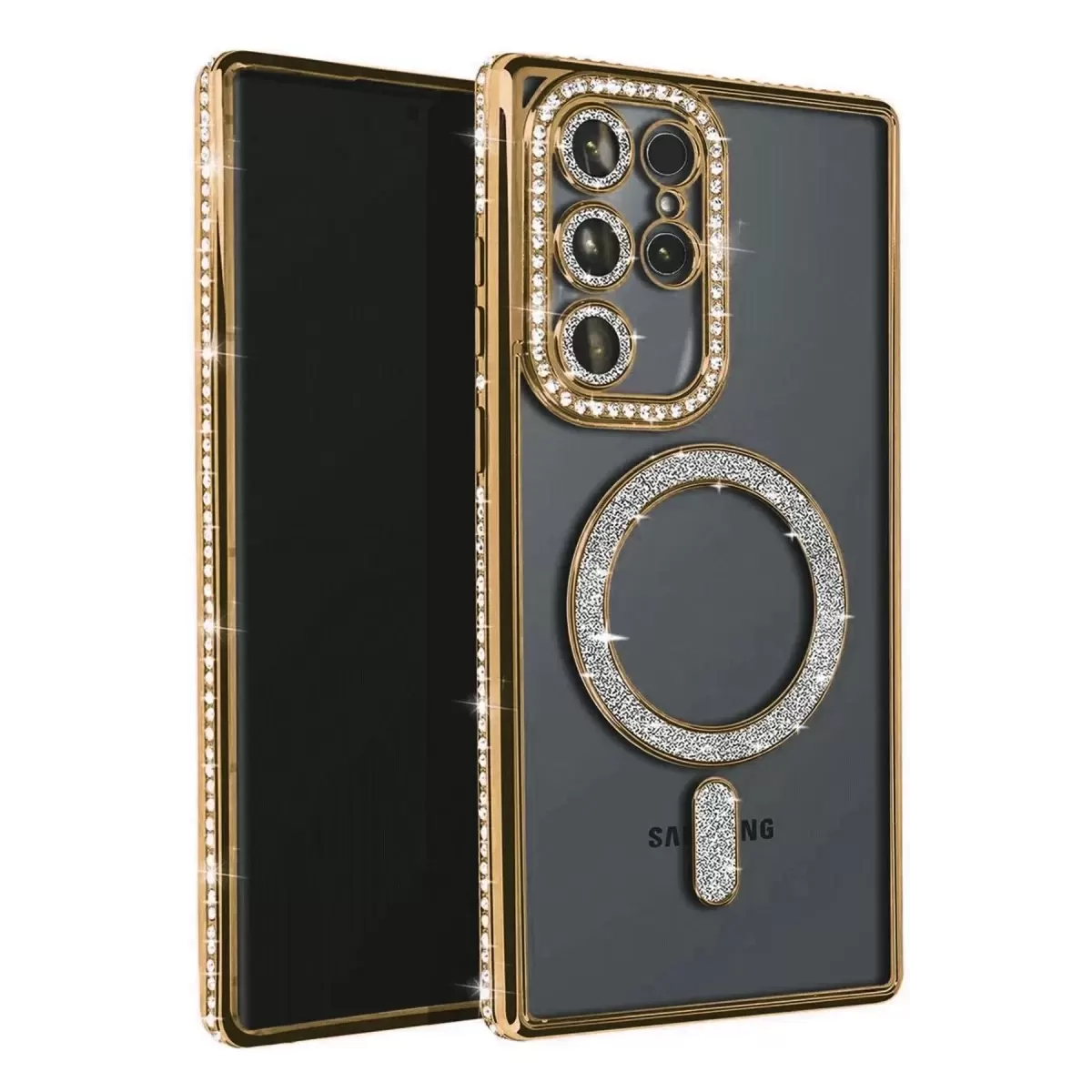 Newface Samsung Galaxy S23 Ultra Joke Simli Magneticsafe Kılıf - Gold