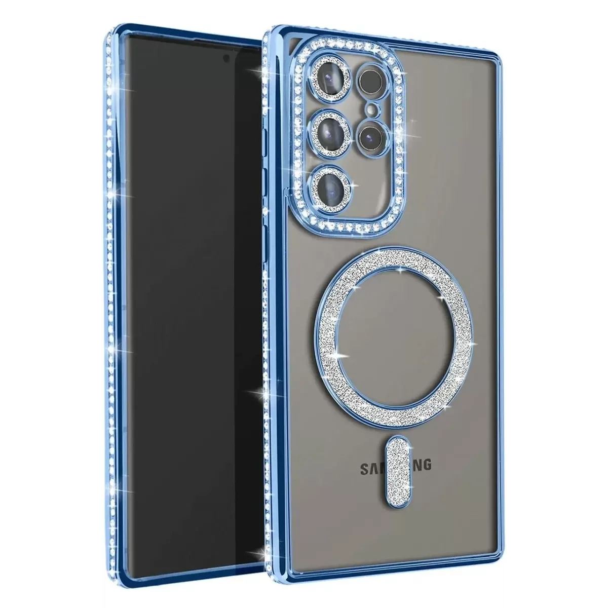 Newface Samsung Galaxy S23 Ultra Joke Simli Magneticsafe Kılıf - Mavi