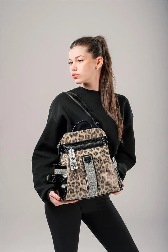 Poge Leopar Cilt Kol Ve Sırt Çantası