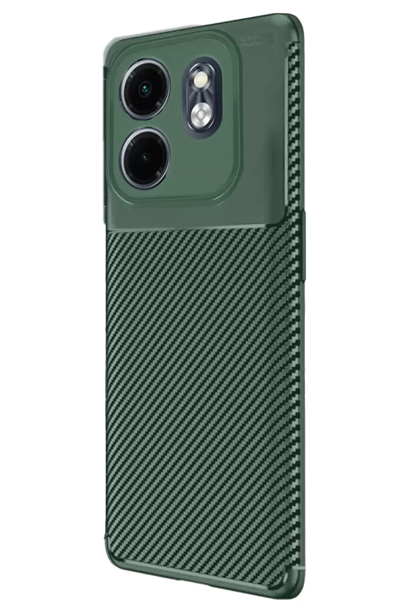 Newface İnfinix Hot 50i 4G Kılıf Auto Focus Karbon Kapak - Koyu Yeşil