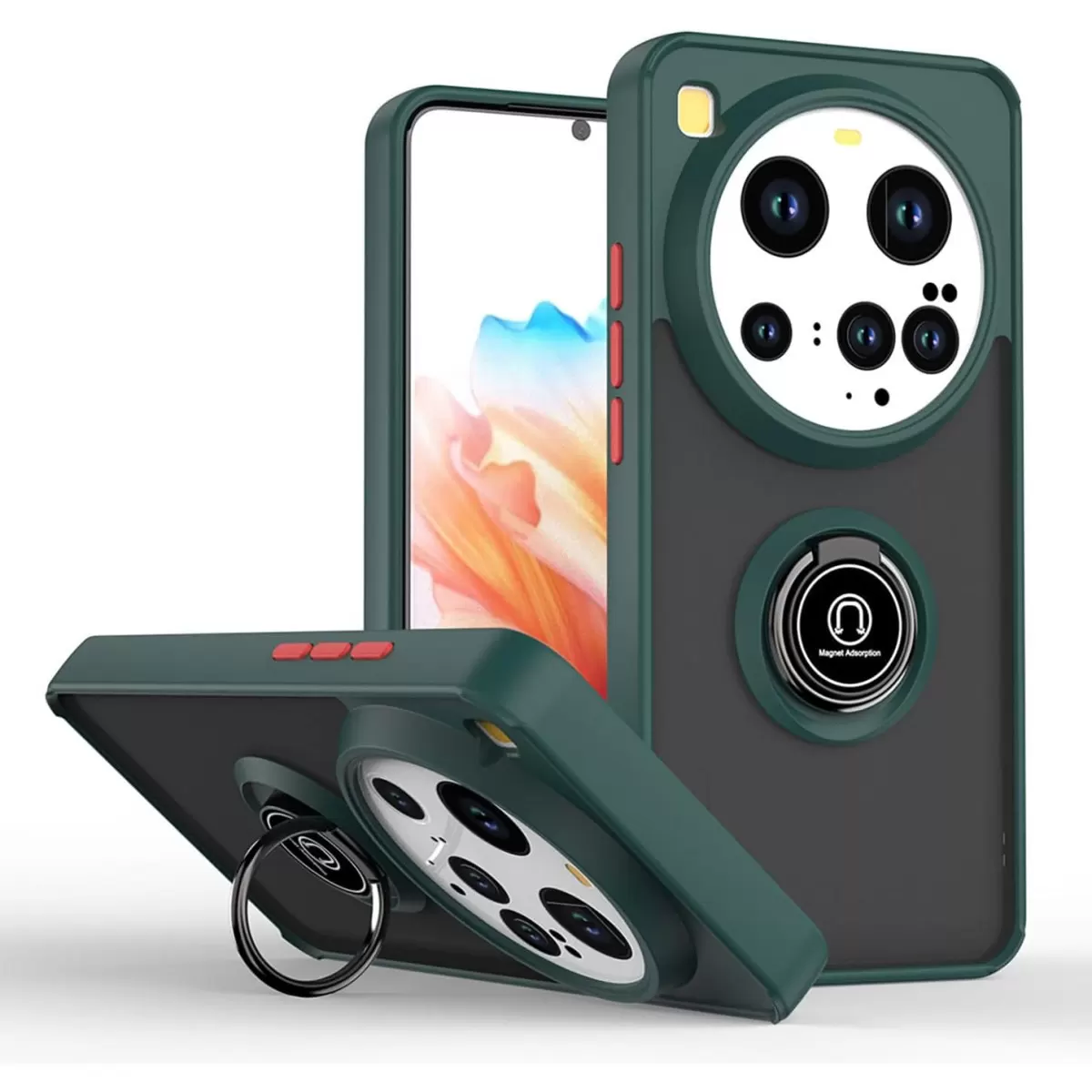Newface Xiaomi Mi 15 Ultra Kılıf Montreal Yüzüklü Silikon Kapak - Yeşil