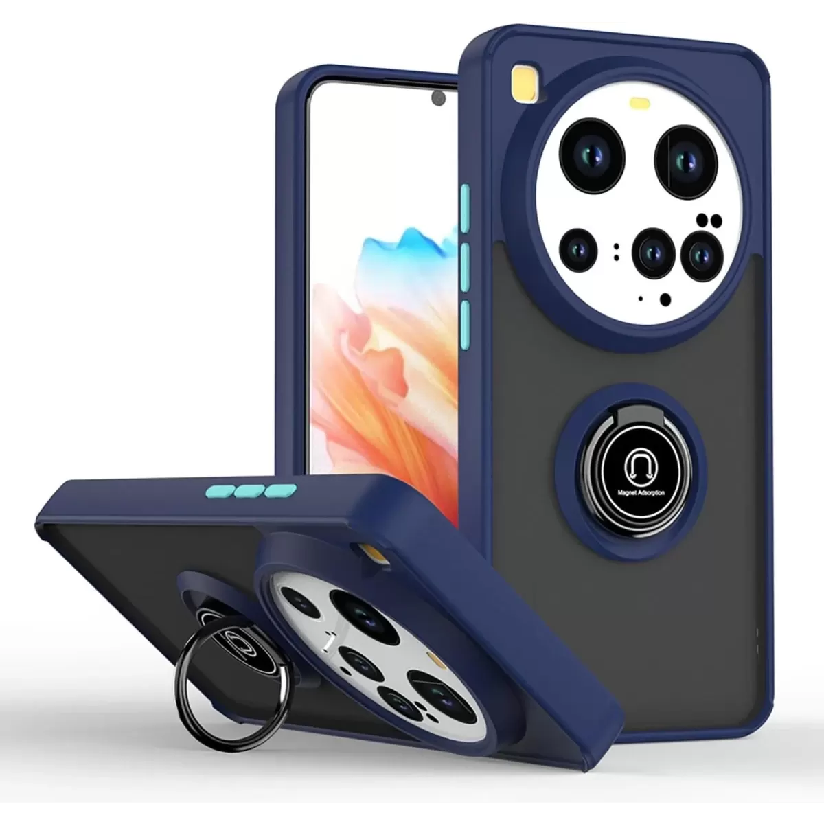 Newface Xiaomi Mi 15 Ultra Kılıf Montreal Yüzüklü Silikon Kapak - Lacivert